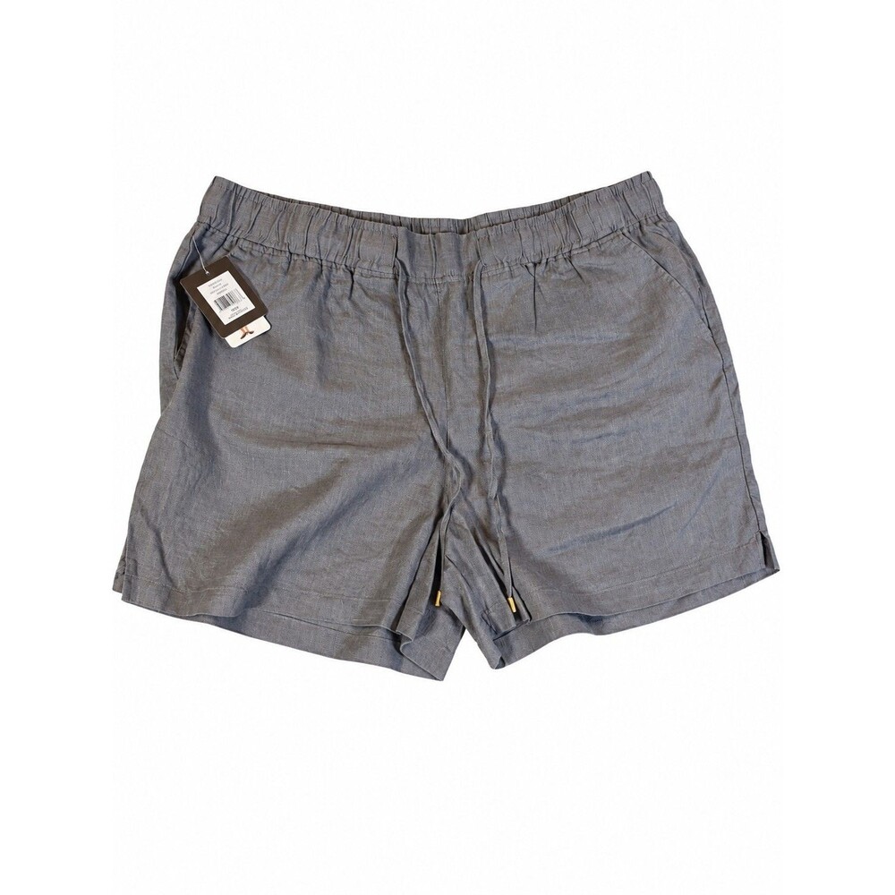 Company Ellen Tracy 100% Linen Gray Pull-On Shorts XXL NWT Lagenlook Minimalist